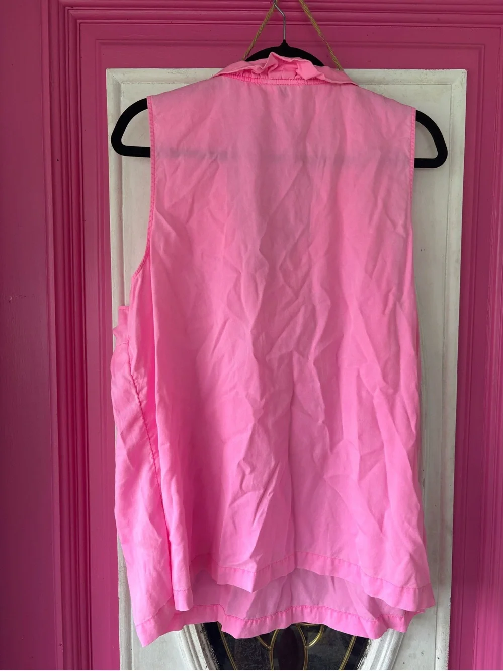 crown & ivy Pink Ruffled V-Neck Sleeveless blouse plus size 3 3X XXXL - Picture 5 of 5